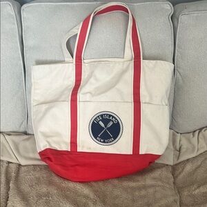 Fire Island New York Tote Bag - Red and White